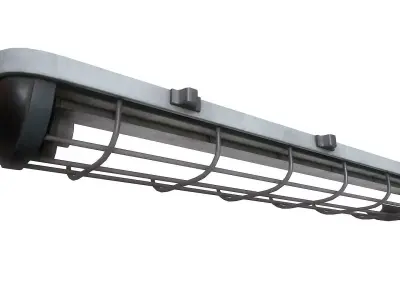 Fluorescent Lamp With Cage Low-poly 3D model