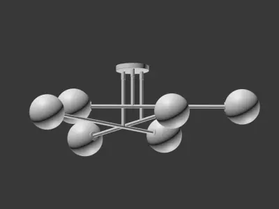 Aksel 6 Light Brass Chandelier 3D model