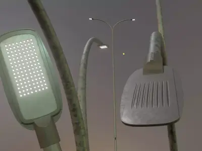 Street Light 2 Galvanized F2 M2 K0 10000mm Low-poly 3D model