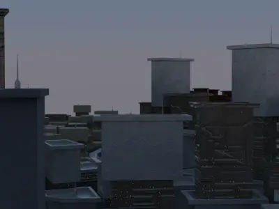 Sci fi city settlement Game Ready 4k real world scale Interiors Low-poly 3D model