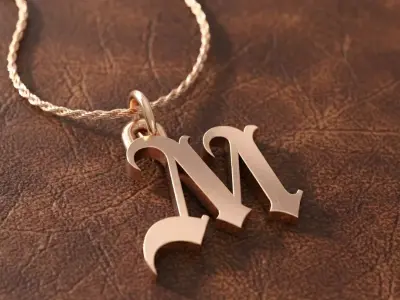 Gothic Letter M Pendant 3D print model