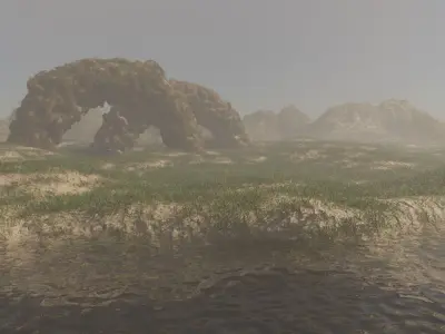 Pond side scene landscape 3D model