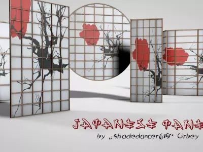 Lowpoly Japanese Doors Free low-poly 3D model