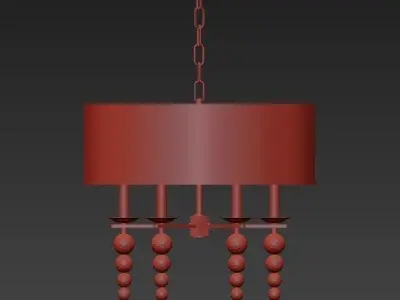 Wide Aged Brass 6 Light Pendant 3D model