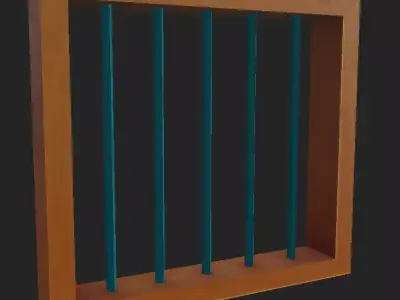 Window Low Poly model wooden with bars Free low-poly 3D model