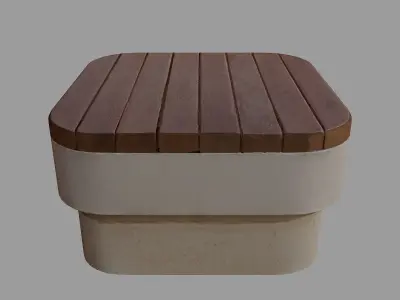 street bench Low-poly 3D model 12
