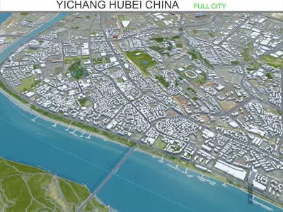 Yichang Hubei China 40km Low-poly 3D model