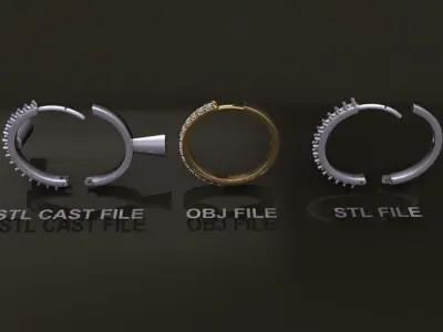 Earring One Sided Diamond Hoop Mid Size 15mm Inside Diameter  3D print model