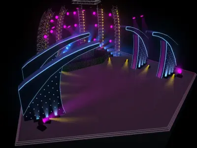Stage with neon lights 3D model