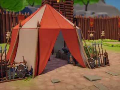 Stylized Medieval Modular Fort and Castle Low-poly 3D model