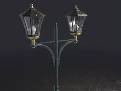 Standart Street Lamp whith double stand 3D model