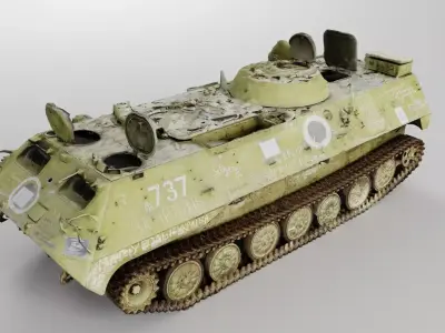 destroyed russian MT-LB multi-purpose towing vehicle 3D model