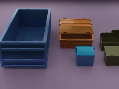 Low Poly Trash Bins  Low-poly 3D model