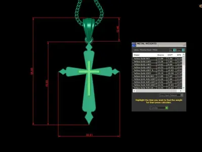Light Gold 18K Cross Pendant 2CP043 3D print model