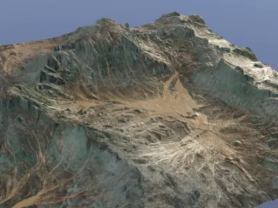 Mountain with sediment flow 3D model