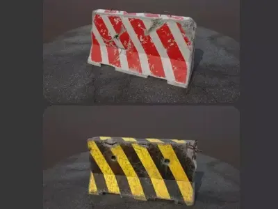 TWO CONCRETE BARRIER Low-poly 3D model