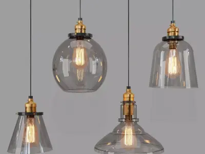 Vintage Glass Hanging Lamp 3D model