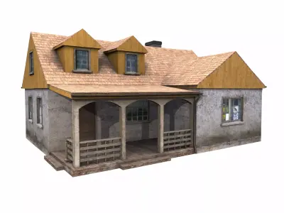 house with porch Low-poly 3D model purchase