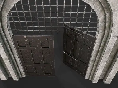 Medieval Big Gate Low-poly 3D model