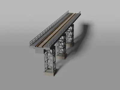Modular railroad frame bridge 3D model