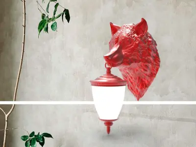Wolf Head Wall Lamp 3D print model buy