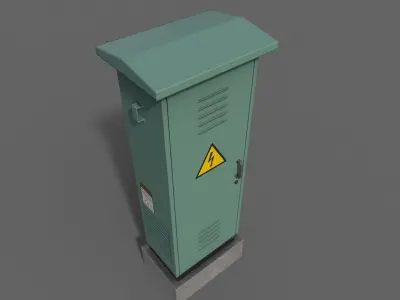 PBR Electric Box Green V2 Low-poly 3D model