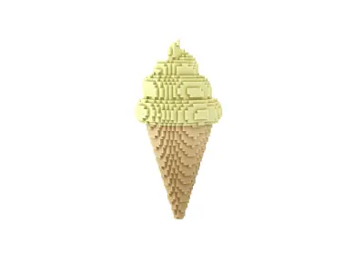 Voxel Ice Cream Cone v1 011 Low-poly 3D model