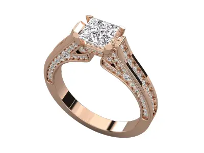 Women Light Weight Solitare Diamond Wedding Ring   5 3D print model