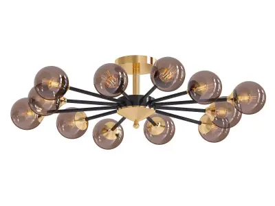 AX646 ceiling light fixture with glass globes and gold finish 3D model