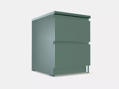 MALM Chest of 2 drawers 4 Low-poly 3D model