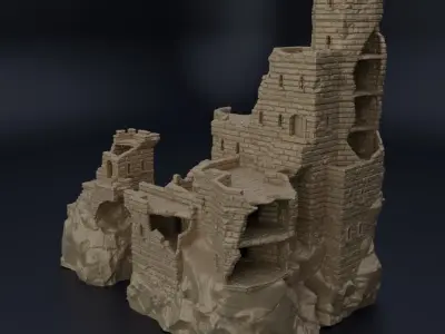 Ruined Old Castle Tabletop Terrain 28 mm 3D print model
