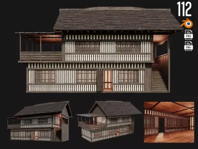 Old Medieval Building 4K Textures GameReady 112 Low-poly 3D model