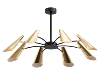 artesia modern chandelier in gold and brass 3D model