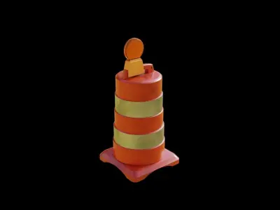 Construction Barrel - Traffic Drum  Low-poly 3D model
