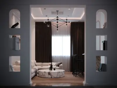 Living Room interior scene 3D model 3D model