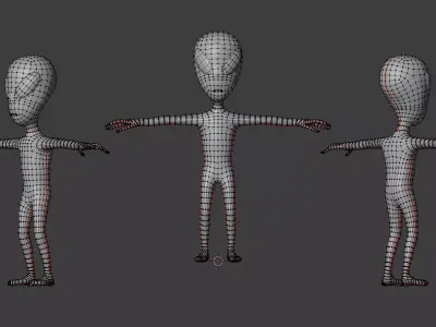 Stylized Alien 3D Model Humanoid Extraterrestrial Character Low-poly 3D model