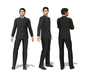 Conductor Ticketer Greeter Driver Postman Style Uniform Low-poly 3D model