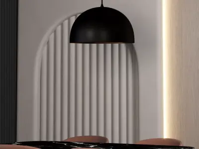 Modern Pendant Lamp 3D Model Black and Gold Hanging Light 3D model