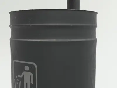 Metal Street Trash Bin 4K PBR Game Ready UV Unwrapped vol 01 Low-poly 3D model