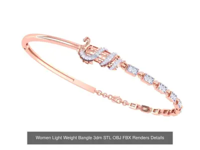 16 Women Light Weight Bangle 3dm STL OBJ FBX Details Collection 3D Model Pack