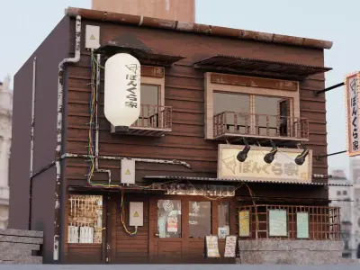 Japanese Shop Scene Low-poly 3D model