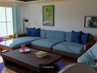 living room and bedroom  3D Model Pack