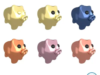 Piggy Bank V1 Pack 02 Low-poly 3D model