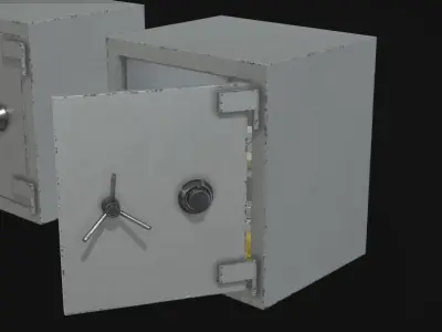 Lowpoly Safebox two safe boxes with gold coins inside Free low-poly 3D model