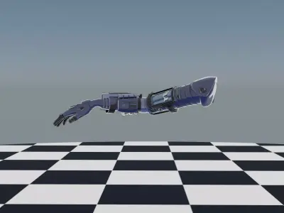 Rigged Robotic Combat Arm Toon Shader Low-poly 3D model