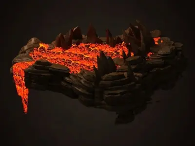 Craters mountains Grand Canyon Hell  Canyon sea of fire  3D model