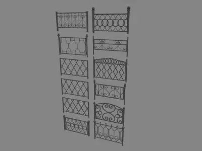 Fences Pack Low-poly 3D model