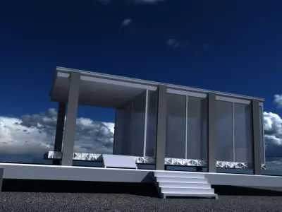 Farnsworth House Low-poly 3D model
