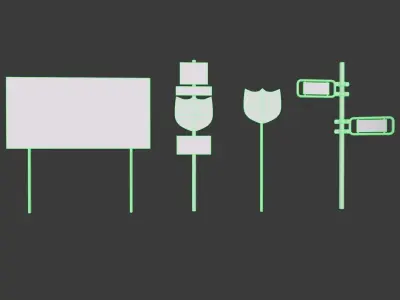 Sign boards Collection 1 Low-poly 3D model