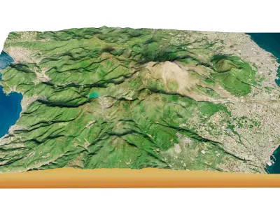Mount Unzen 3D model terrain Low-poly 3D model